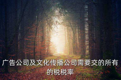 廣告公司交什么稅，廣告公司及文化傳播公司需要交的所有的稅稅率