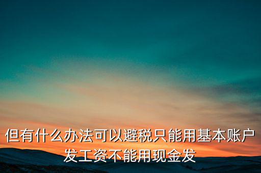 什么是國稅存量賬戶，但有什么辦法可以避稅只能用基本賬戶發(fā)工資不能用現(xiàn)金發(fā)