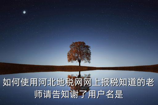 河北省地稅用戶名是什么，地稅網(wǎng)上申報(bào)如何操作