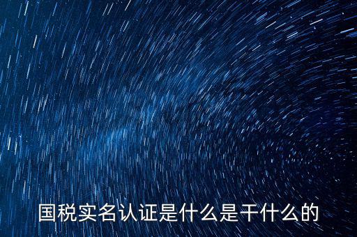 國稅實名采集做什么用，國稅實名認證是什么是干什么的