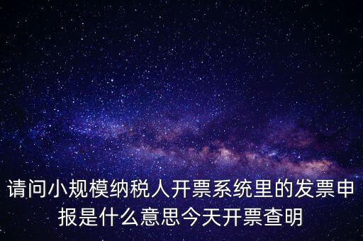 請(qǐng)問(wèn)小規(guī)模納稅人開票系統(tǒng)里的發(fā)票申報(bào)是什么意思今天開票查明