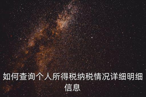 如何查詢(xún)個(gè)人所得稅納稅情況詳細(xì)明細(xì)信息
