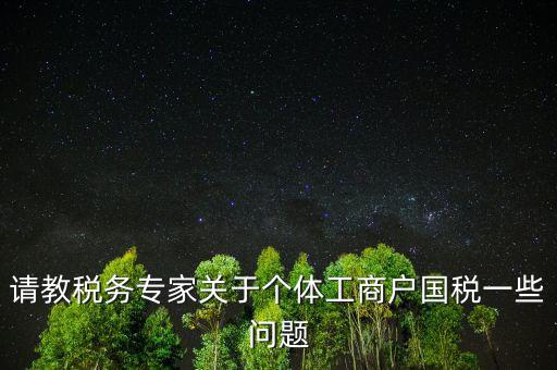 請教稅務專家關(guān)于個體工商戶國稅一些問題