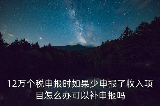 12萬個(gè)稅申報(bào)如何補(bǔ)報(bào)，年收入超12萬申報(bào)期錯(cuò)過申報(bào)怎么辦