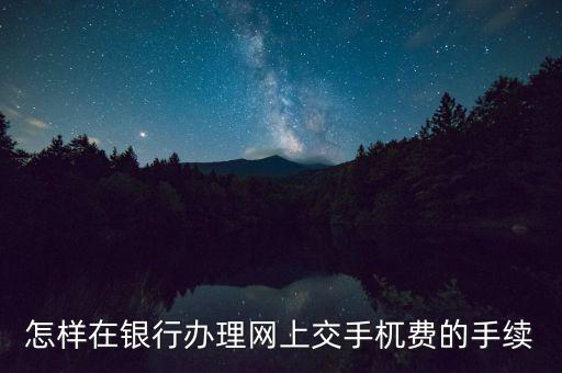 如何網(wǎng)上申請代扣代繳手續(xù)費(fèi)，怎樣在銀行辦理網(wǎng)上交手杌費(fèi)的手續(xù)