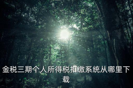 金三個稅申報系統(tǒng)如何下載，金稅三期個人所得稅扣繳系統(tǒng)從哪里下載