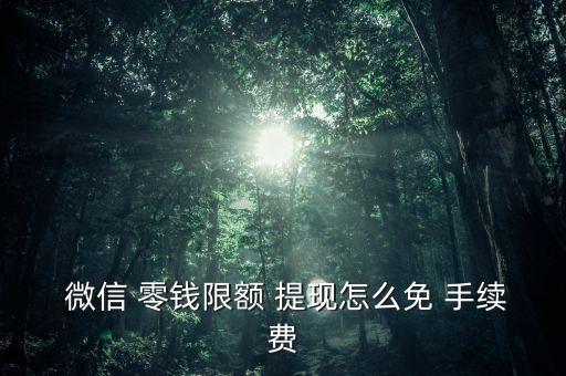 微信零錢怎么提現不要手續(xù)費,微信提現豁免手續(xù)費途徑有哪些?