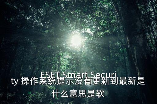 ESET Smart Security 操作系統(tǒng)提示沒(méi)有更新到最新是什么意思是軟