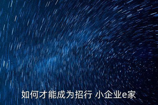 小企業(yè)e家怎么樣,招商銀行推出互聯網 小企業(yè)e站