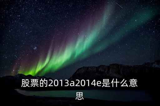 市盈率13a是什么意思，財(cái)務(wù)報(bào)表中13A 14E 是什么意思