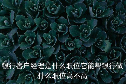 什么是銀行直銷客戶經(jīng)理，銀行客戶經(jīng)理是什么職位它能幫銀行做什么職位高不高