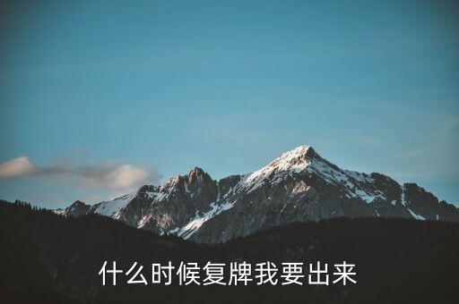 什么時候復(fù)牌我要出來