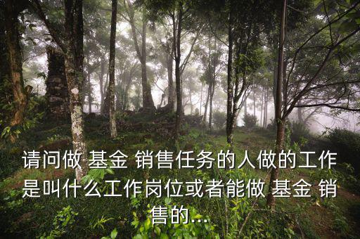 請(qǐng)問(wèn)做 基金 銷售任務(wù)的人做的工作是叫什么工作崗位或者能做 基金 銷售的...