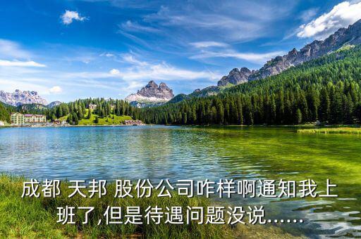 成都 天邦 股份公司咋樣啊通知我上班了,但是待遇問(wèn)題沒(méi)說(shuō)……