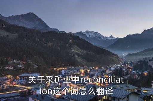 關(guān)于采礦業(yè)中reconciliation這個詞怎么翻譯