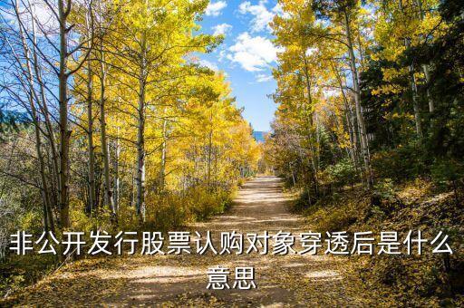 穿透披露是什么意思，非公開發(fā)行股票認(rèn)購對象穿透后是什么意思