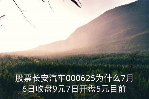 000625長安汽車屬什么板塊，股票長安汽車000625為什么7月6日收盤9元7日開盤5元目前