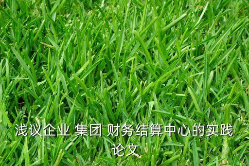 淺議企業(yè) 集團 財務(wù)結(jié)算中心的實踐 論文