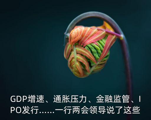 GDP增速、通脹壓力、金融監(jiān)管、IPO發(fā)行……一行兩會領(lǐng)導(dǎo)說了這些