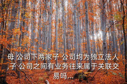 母 公司下兩家子 公司均為獨立法人,子 公司之間有業(yè)務往來屬于關聯(lián)交易嗎...
