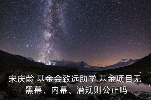 宋慶齡 基金會(huì)致遠(yuǎn)助學(xué) 基金項(xiàng)目無(wú) 黑幕、內(nèi)幕、潛規(guī)則公正嗎