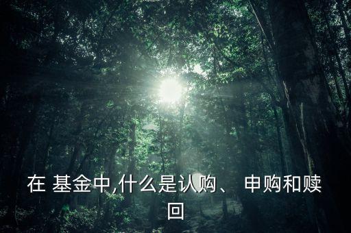 在 基金中,什么是認(rèn)購(gòu)、 申購(gòu)和贖回