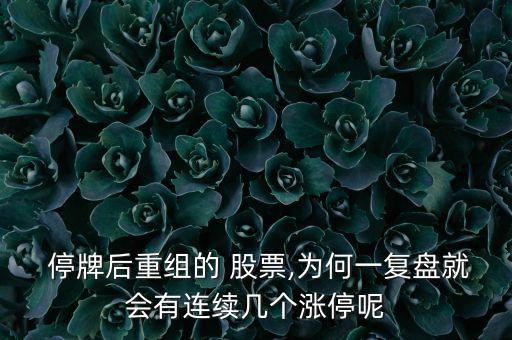  停牌后重組的 股票,為何一復(fù)盤就會有連續(xù)幾個漲停呢