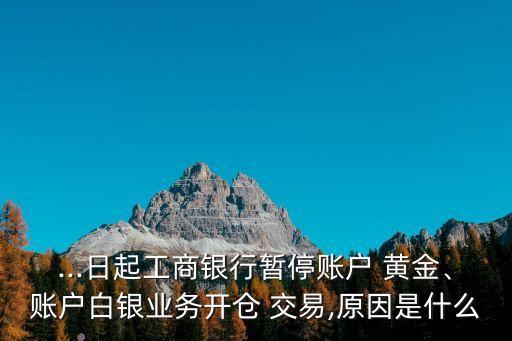 ...日起工商銀行暫停賬戶 黃金、賬戶白銀業(yè)務(wù)開(kāi)倉(cāng) 交易,原因是什么