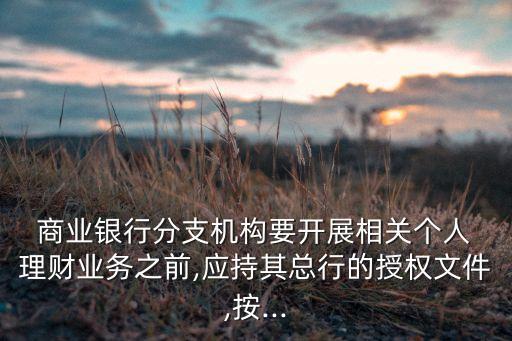  商業(yè)銀行分支機(jī)構(gòu)要開(kāi)展相關(guān)個(gè)人 理財(cái)業(yè)務(wù)之前,應(yīng)持其總行的授權(quán)文件,按...