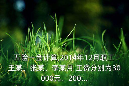 五險一金計算,2014年12月職工王某、張某、李某月 工資分別為30000元、200...