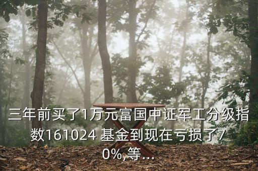 三年前買了1萬元富國(guó)中證軍工分級(jí)指數(shù)161024 基金到現(xiàn)在虧損了70%,等...