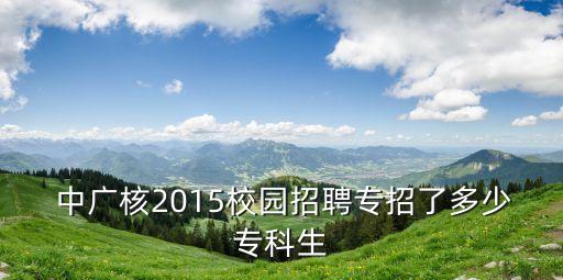  中廣核2015校園招聘專招了多少專科生