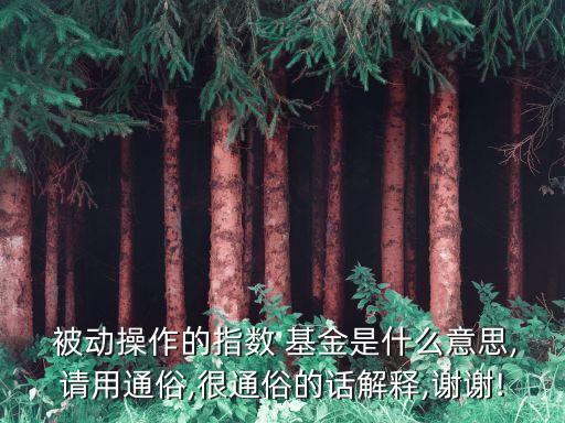  被動(dòng)操作的指數(shù) 基金是什么意思,請用通俗,很通俗的話解釋,謝謝!