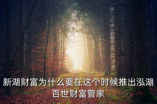 新湖財(cái)富為什么要在這個時候推出泓湖百世財(cái)富管家