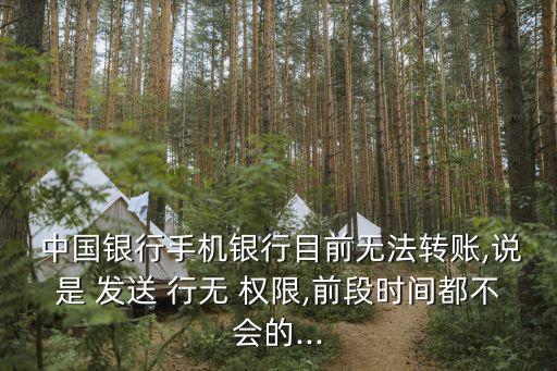  中國銀行手機銀行目前無法轉賬,說是 發(fā)送 行無 權限,前段時間都不會的...