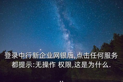 登錄中行新企業(yè)網(wǎng)銀后,點擊任何服務都提示:無操作 權限,這是為什么...