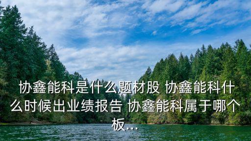  協(xié)鑫能科是什么題材股 協(xié)鑫能科什么時(shí)候出業(yè)績報(bào)告 協(xié)鑫能科屬于哪個(gè)板...