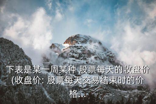 下表是某一周某種 股票每天的收盤價(收盤價: 股票每天交易結束時的價格...