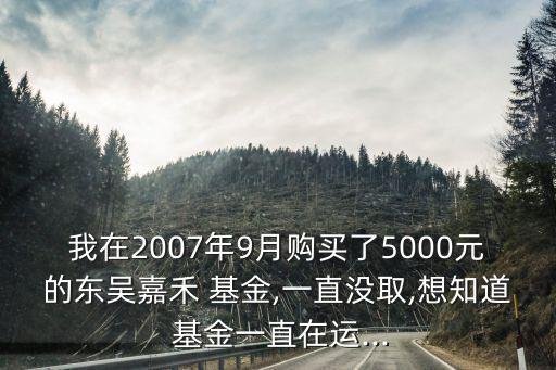 我在2007年9月購(gòu)買(mǎi)了5000元的東吳嘉禾 基金,一直沒(méi)取,想知道 基金一直在運(yùn)...