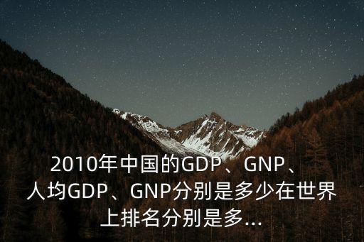 2010年中國(guó)的GDP、GNP、 人均GDP、GNP分別是多少在世界上排名分別是多...