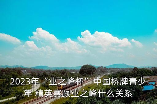 2023年“業(yè)之峰杯”中國(guó)橋牌青少年 精英賽跟業(yè)之峰什么關(guān)系