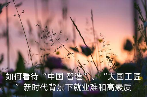 如何看待“中國 智造”、“大國工匠”新時代背景下就業(yè)難和高素質(zhì)