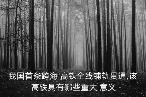 我國(guó)首條跨海 高鐵全線(xiàn)鋪軌貫通,該 高鐵具有哪些重大 意義