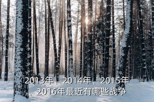 2013年、2014年、2015年、2016年最近有哪些戰(zhàn)爭(zhēng)