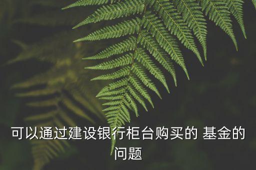 可以通過建設銀行柜臺購買的 基金的問題