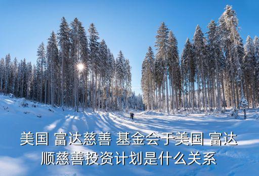 美國(guó) 富達(dá)慈善 基金會(huì)于美國(guó) 富達(dá)順慈善投資計(jì)劃是什么關(guān)系