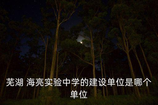 蕪湖 海亮實驗中學的建設(shè)單位是哪個單位