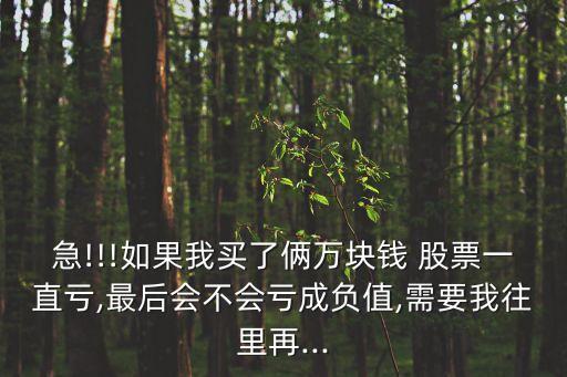 急!!!如果我買了倆萬塊錢 股票一直虧,最后會不會虧成負(fù)值,需要我往里再...