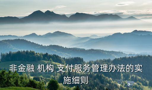 非金融 機構(gòu) 支付服務(wù)管理辦法的實施細(xì)則