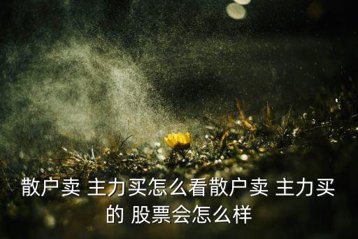 散戶賣 主力買怎么看散戶賣 主力買的 股票會怎么樣